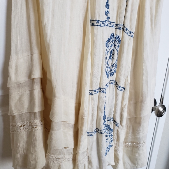 Free People White Boho Cottagecore Summer Lace Cotton Midi Dress - Picture 3 of 7
